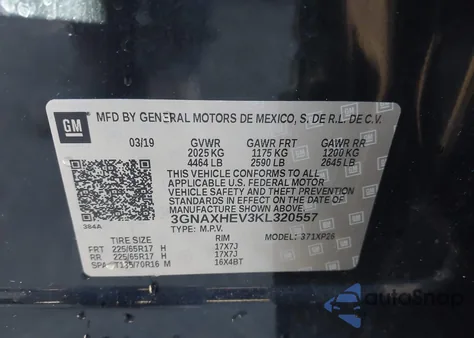 2019 Chevrolet Equinox Ls from USA, damaged, VIN 3GNAXHEV3KL320557